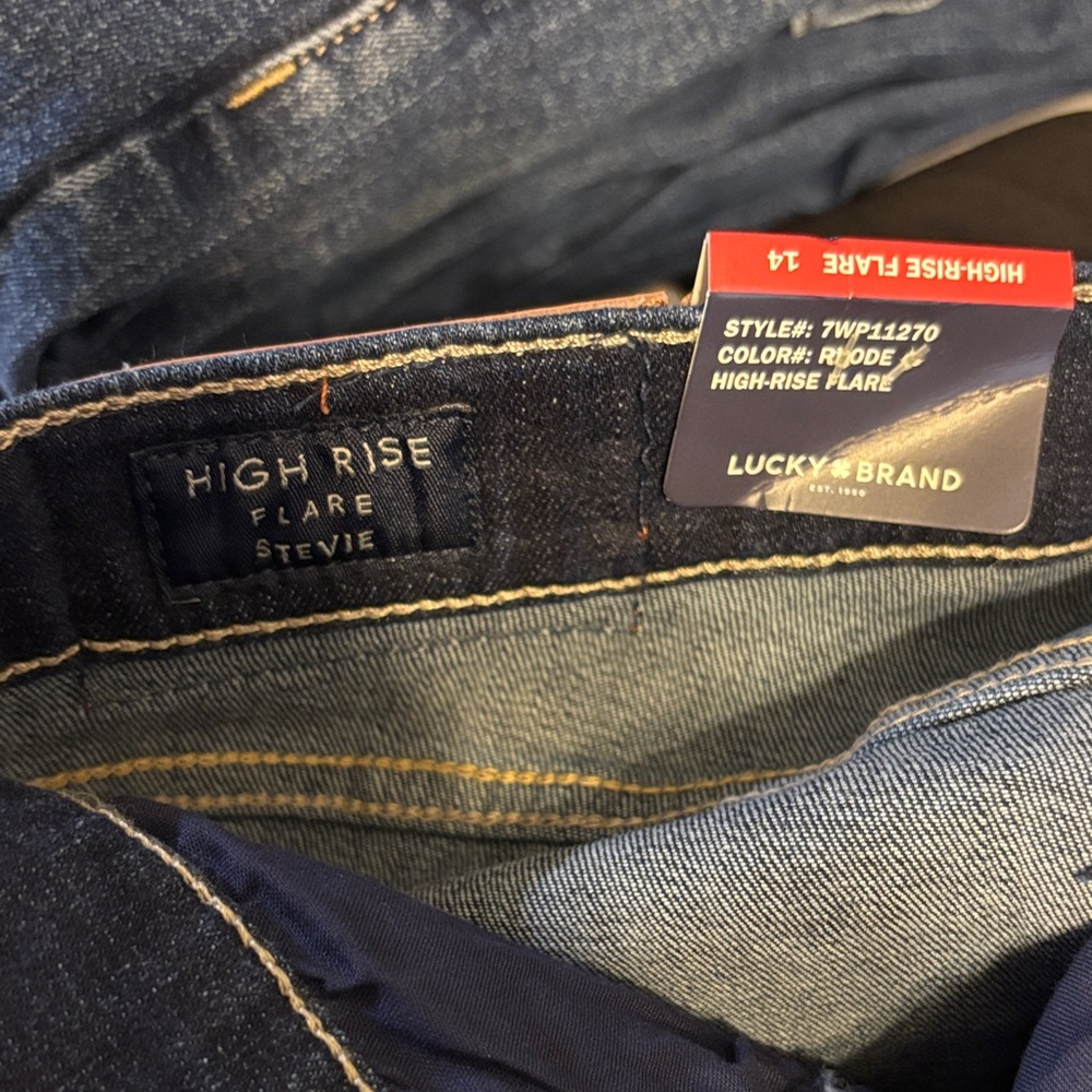 Lucky Brand Dark Blue High-Rise Flare Jeans for Women - Picture 2 of 2